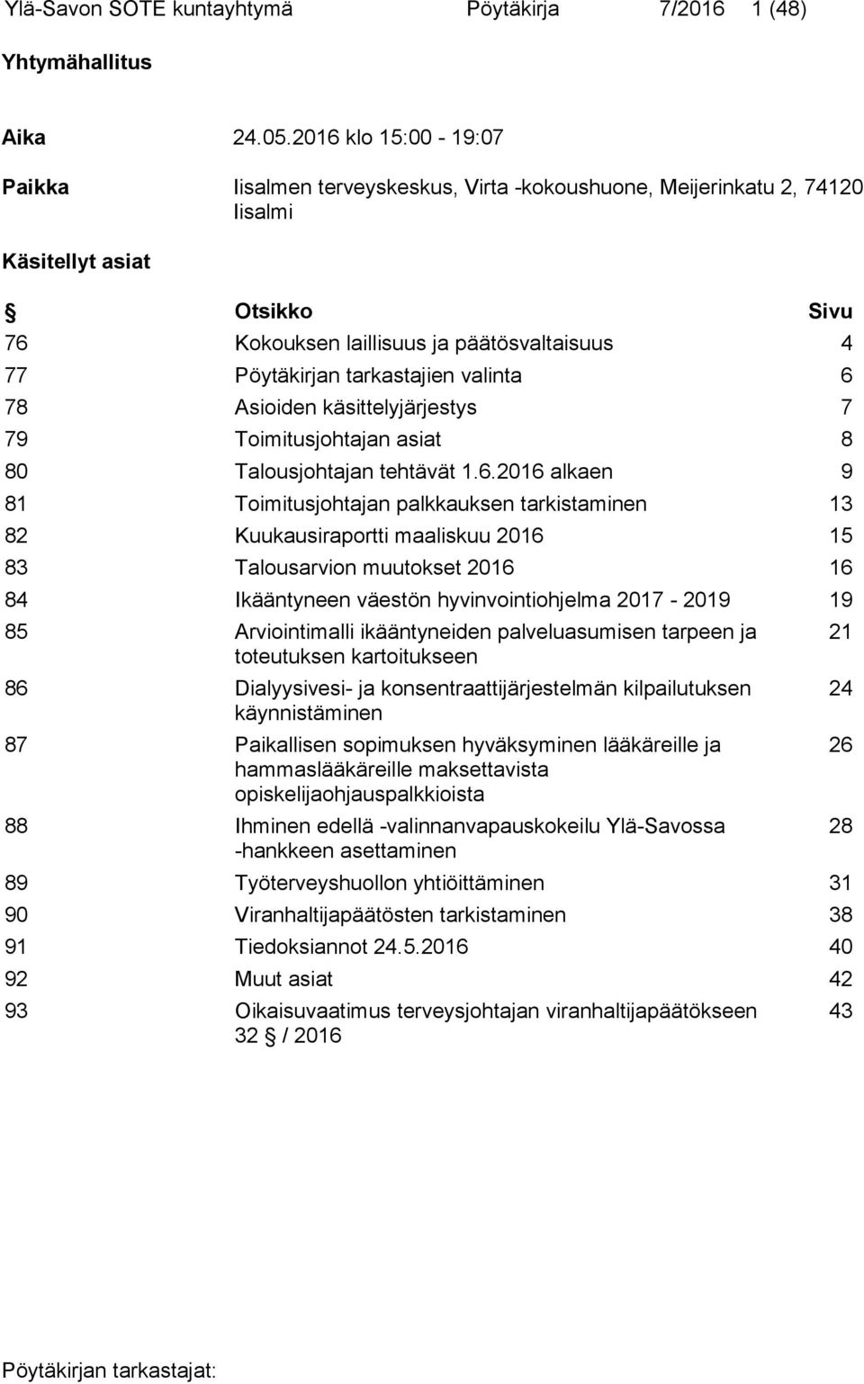 tarkastajien valinta 6 