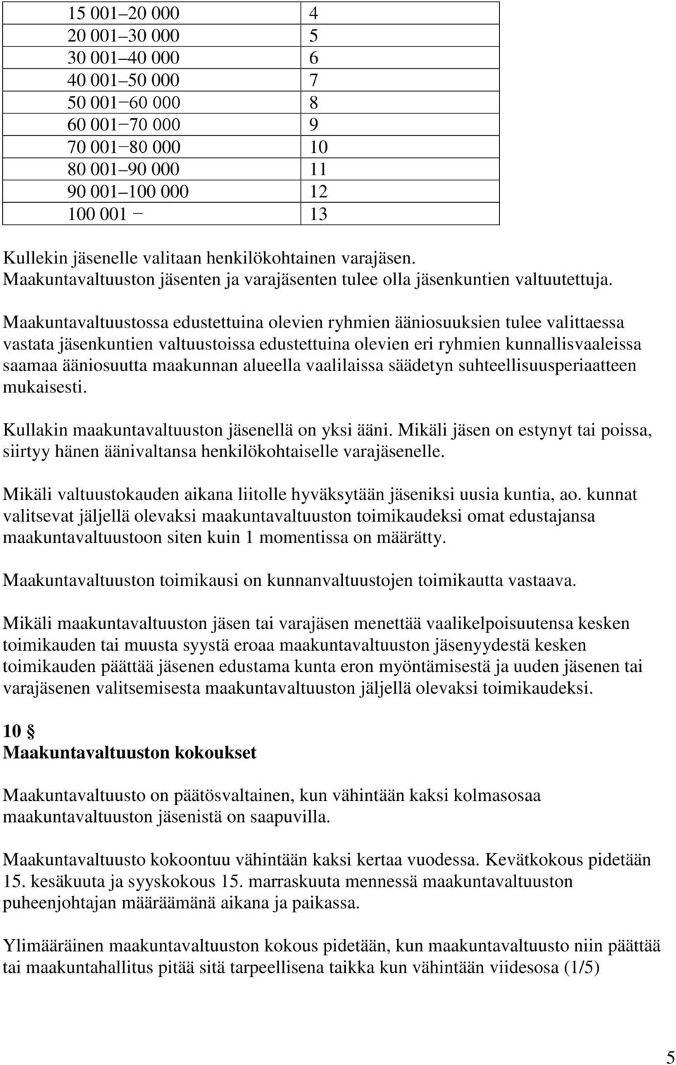 Maakuntavaltuustossa edustettuina olevien ryhmien ääniosuuksien tulee valittaessa vastata jäsenkuntien valtuustoissa edustettuina olevien eri ryhmien kunnallisvaaleissa saamaa ääniosuutta maakunnan