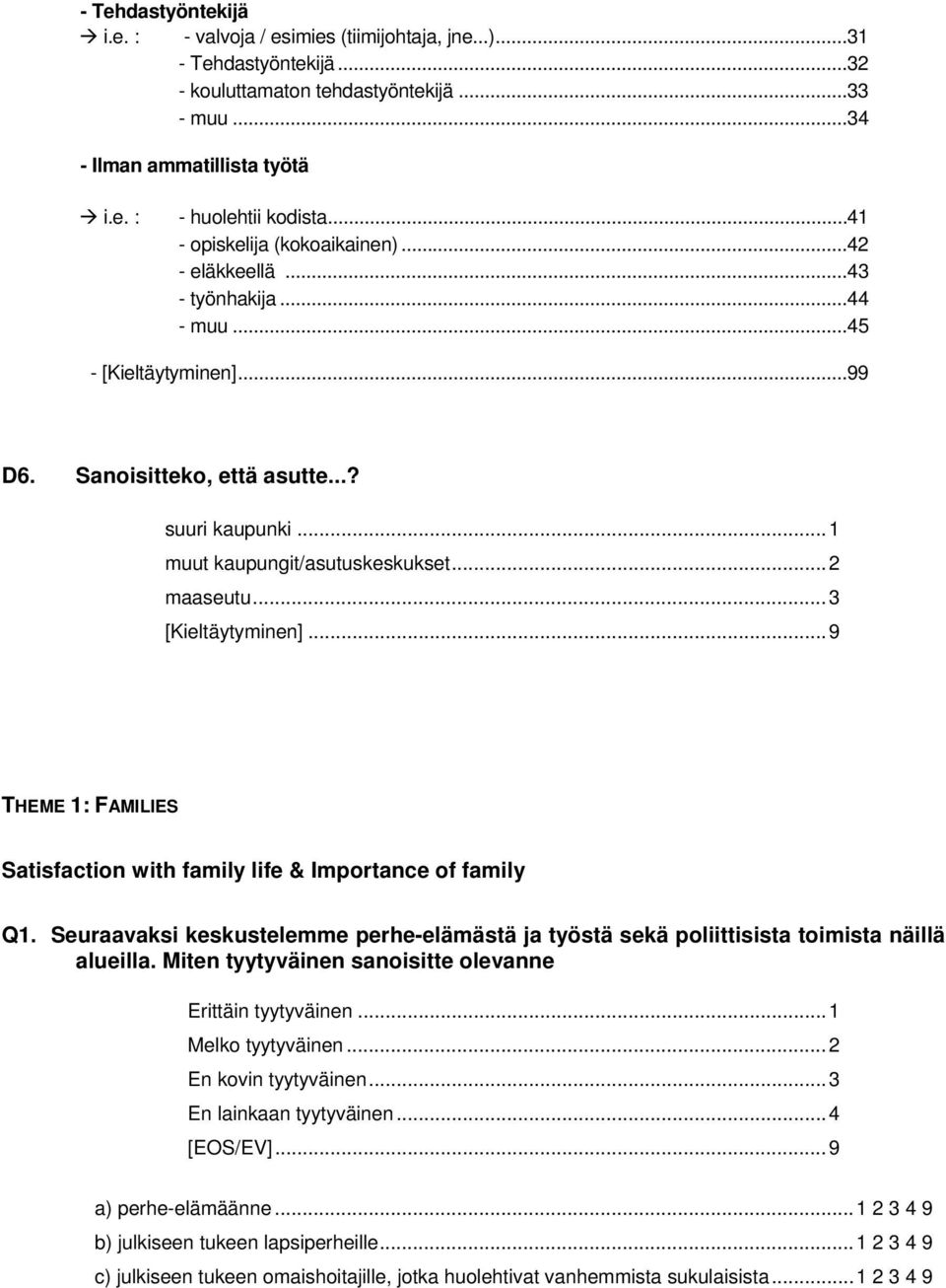 ..2 maaseutu...3 [Kieltäytyminen]...9 THEME 1: FAMILIES Satisfaction with family life & Importance of family Q1.