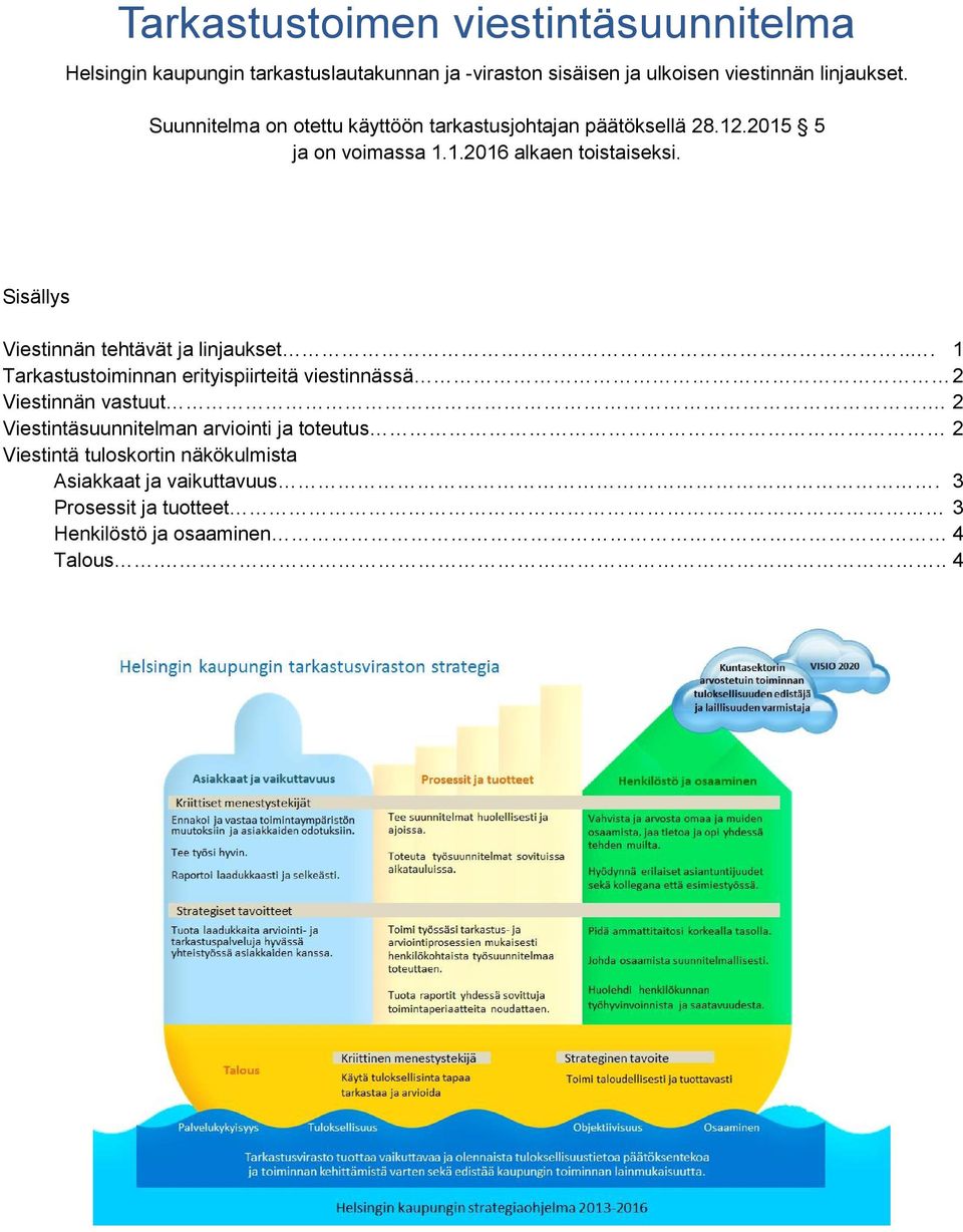 Sisällys Viestinnän tehtävät ja linjaukset... 1 Tarkastustoiminnan erityispiirteitä viestinnässä 2 Viestinnän vastuut.