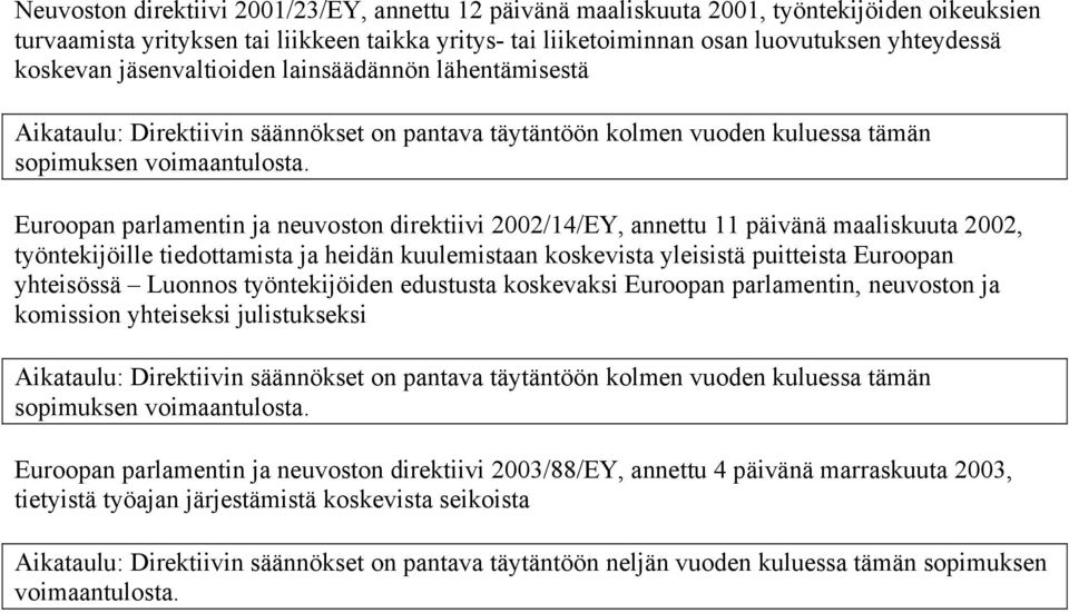 annettu 11 päivänä maaliskuuta 2002, työntekijöille tiedottamista ja heidän kuulemistaan koskevista yleisistä puitteista Euroopan yhteisössä Luonnos työntekijöiden edustusta koskevaksi Euroopan