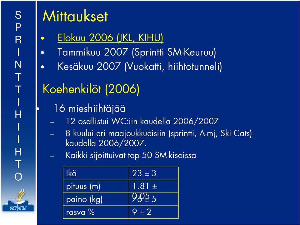 8 kuului eri maajoukkueisiin (sprintti, A-mj, Ski Cats) kaudella 2006/2007.