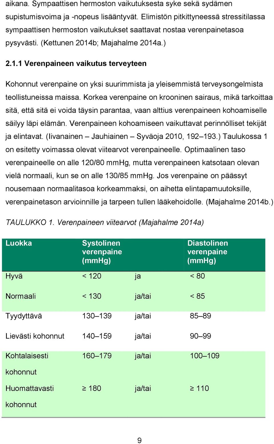 b; Majahalme 2014a.) 2.1.1 Verenpaineen vaikutus terveyteen Kohonnut verenpaine on yksi suurimmista ja yleisemmistä terveysongelmista teollistuneissa maissa.