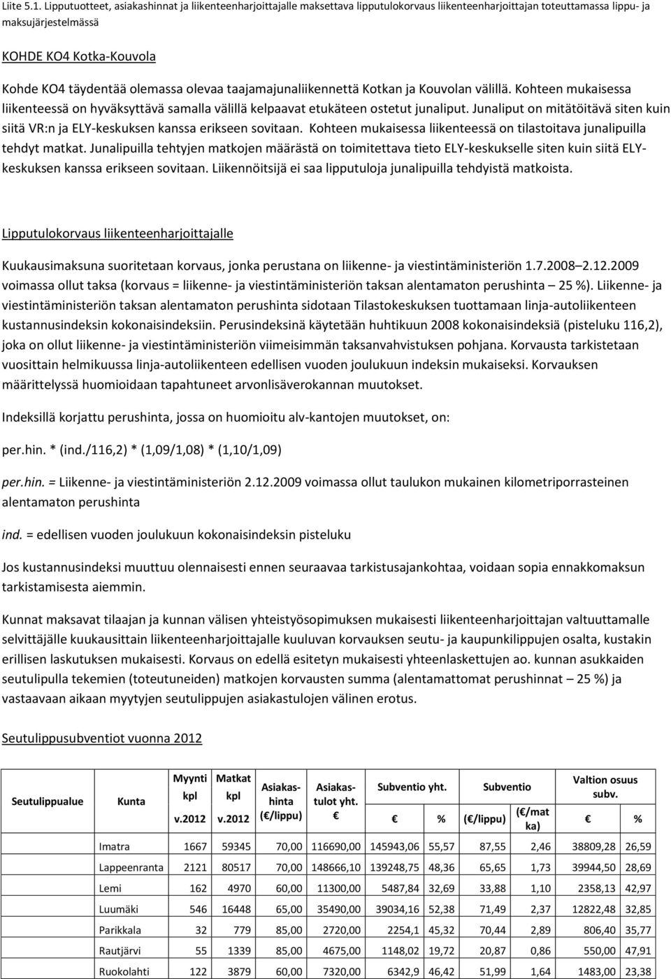 Kohteen mukaisessa liikenteessä on tilastoitava junalipuilla tehdyt matkat.