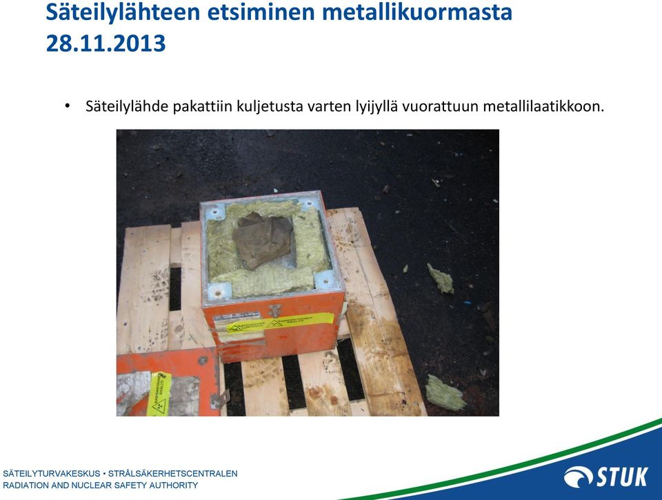 2013 Säteilylähde pakattiin