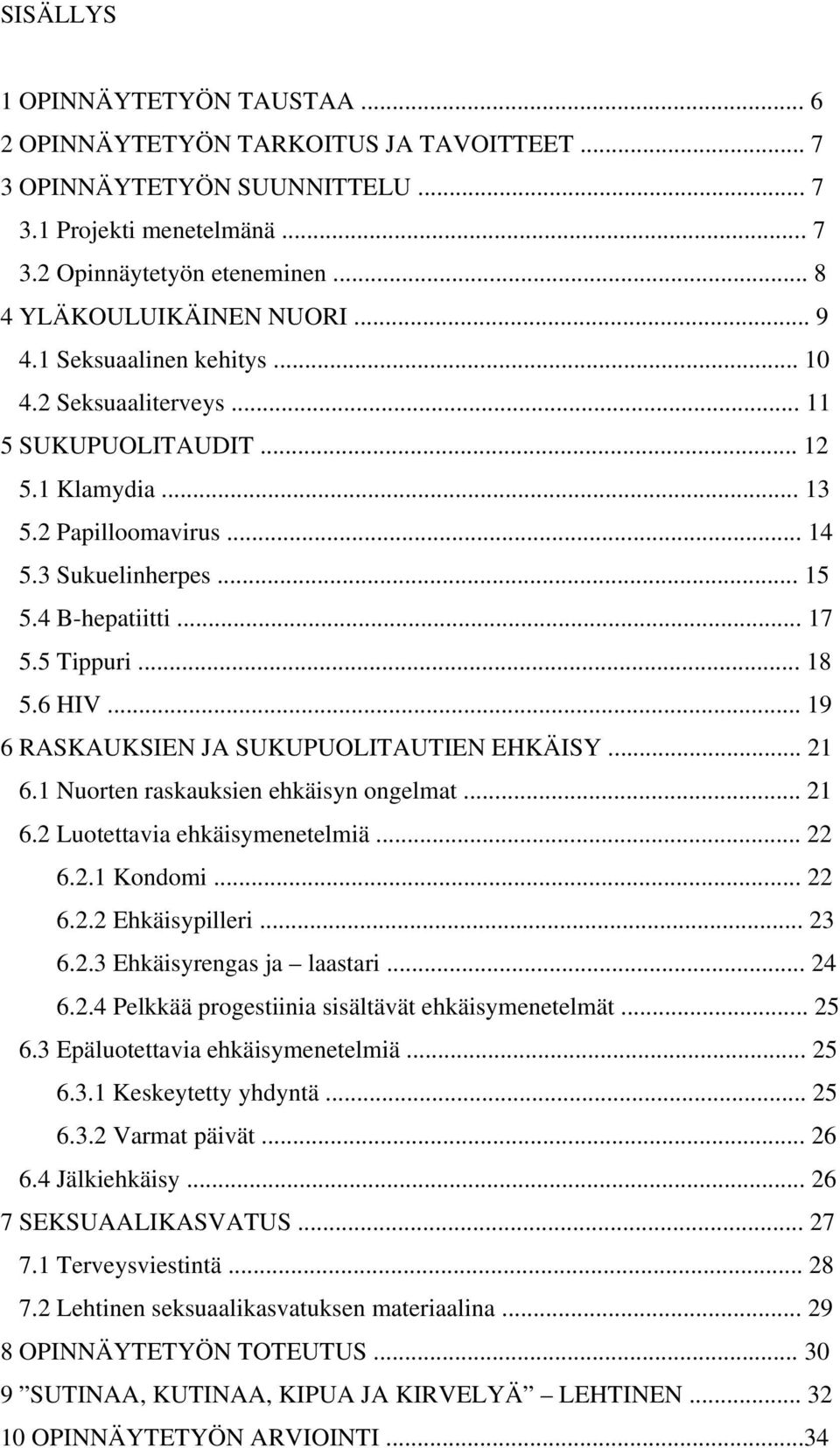 4 B-hepatiitti... 17 5.5 Tippuri... 18 5.6 HIV... 19 6 RASKAUKSIEN JA SUKUPUOLITAUTIEN EHKÄISY... 21 6.1 Nuorten raskauksien ehkäisyn ongelmat... 21 6.2 Luotettavia ehkäisymenetelmiä... 22 6.2.1 Kondomi.