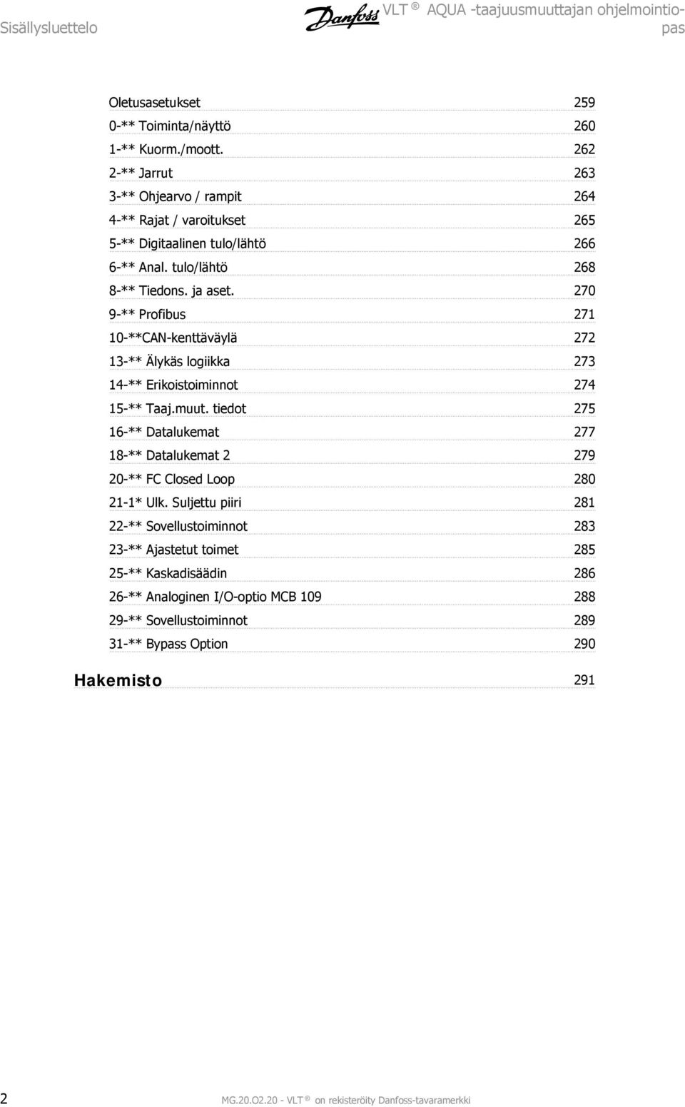 70 9-** Profibus 71 10-**CAN-kenttäväylä 7 13-** Älykäs logiikka 73 14-** Erikoistoiminnot 74 15-** Taaj.muut.