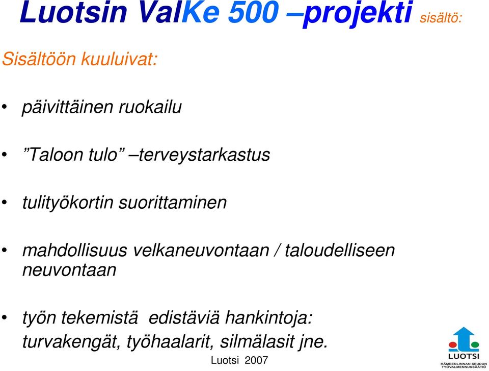 mahdollisuus velkaneuvontaan / taloudelliseen neuvontaan työn tekemistä