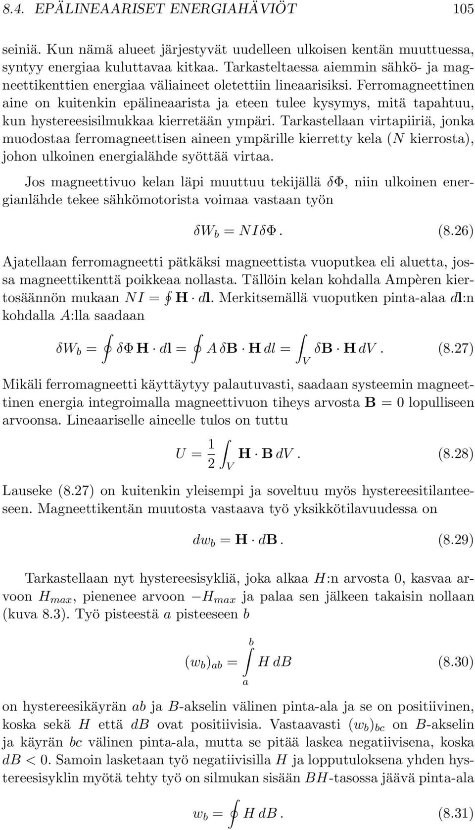 Ferromagneettinen aine on kuitenkin epälineaarista ja eteen tulee kysymys, mitä tapahtuu, kun hystereesisilmukkaa kierretään ympäri.