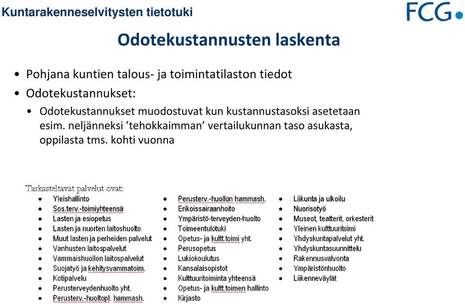 muodostuvat kun kustannustasoksi asetetaan esim.