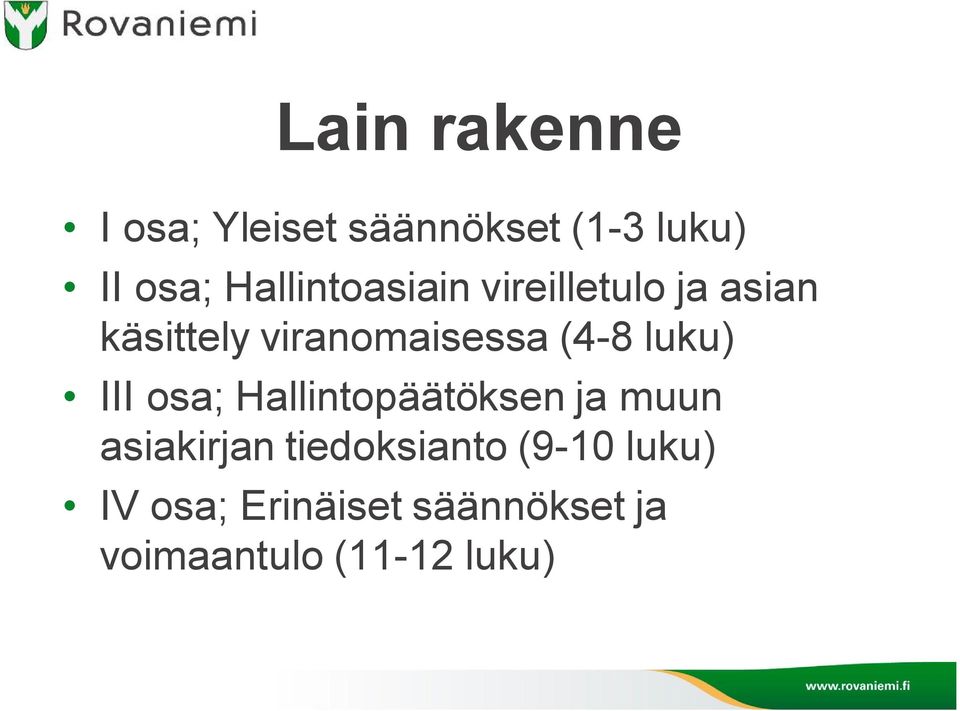 8 luku) III osa; Hallintopäätöksen ja muun asiakirjan