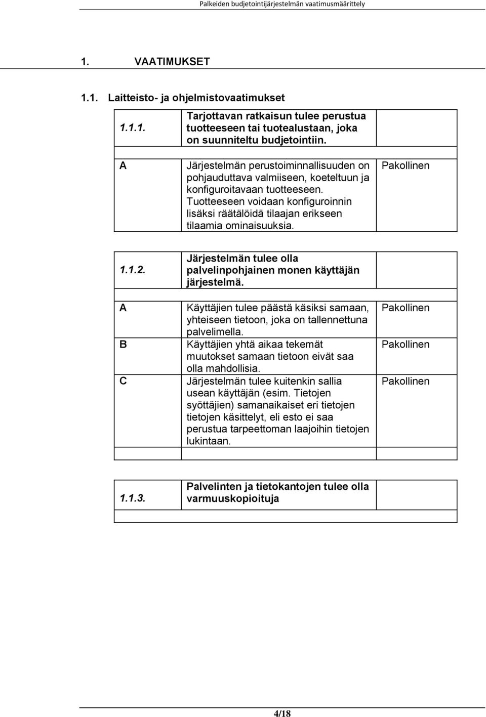 Tuotteeseen voidaan konfiguroinnin lisäksi räätälöidä tilaajan erikseen tilaamia ominaisuuksia. 1.1.2. Järjestelmän tulee olla palvelinpohjainen monen käyttäjän järjestelmä.