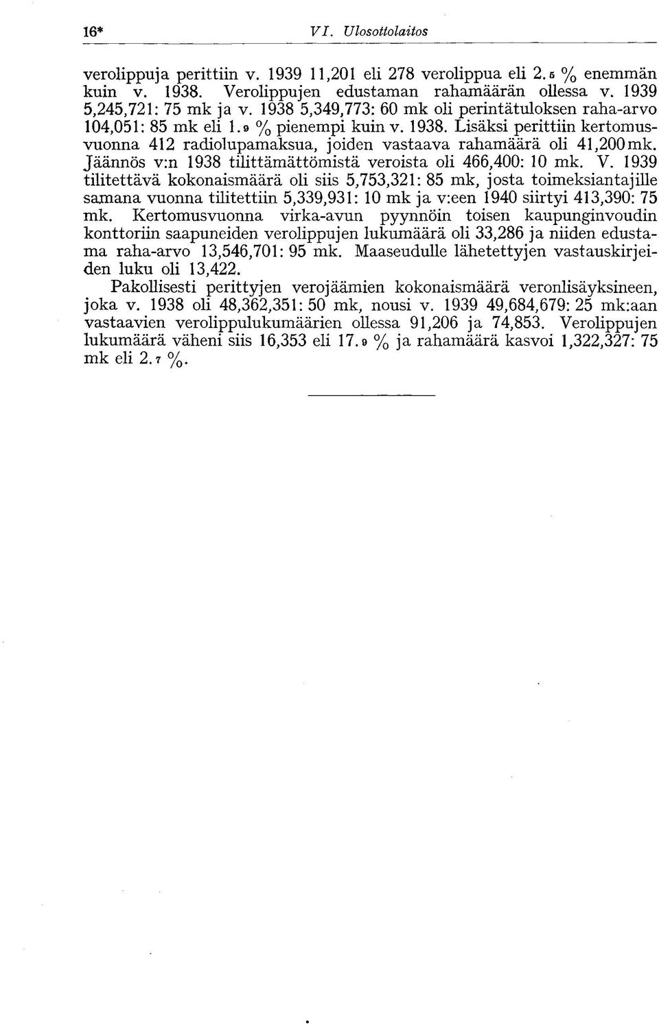 Jäännös v:n 1938 tilittämättömistä veroista oli 466,400: 10 mk. V.