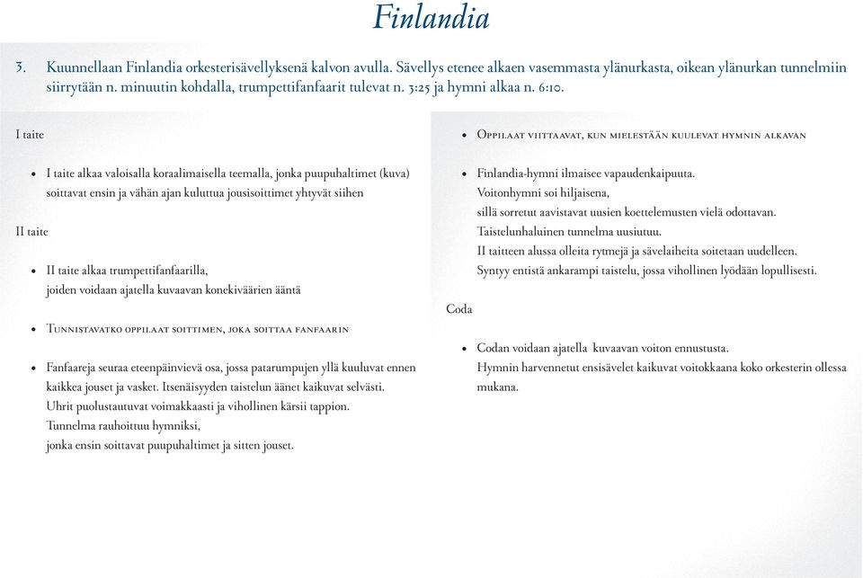 I taite I taite alkaa valoisalla koraalimaisella teemalla, jonka puupuhaltimet (kuva) soittavat ensin ja vähän ajan kuluttua jousisoittimet yhtyvät siihen II taite II taite alkaa