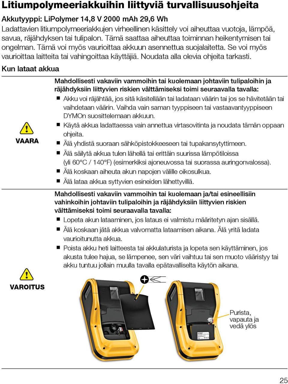 Se voi myös vaurioittaa laitteita tai vahingoittaa käyttäjiä. Noudata alla olevia ohjeita tarkasti.