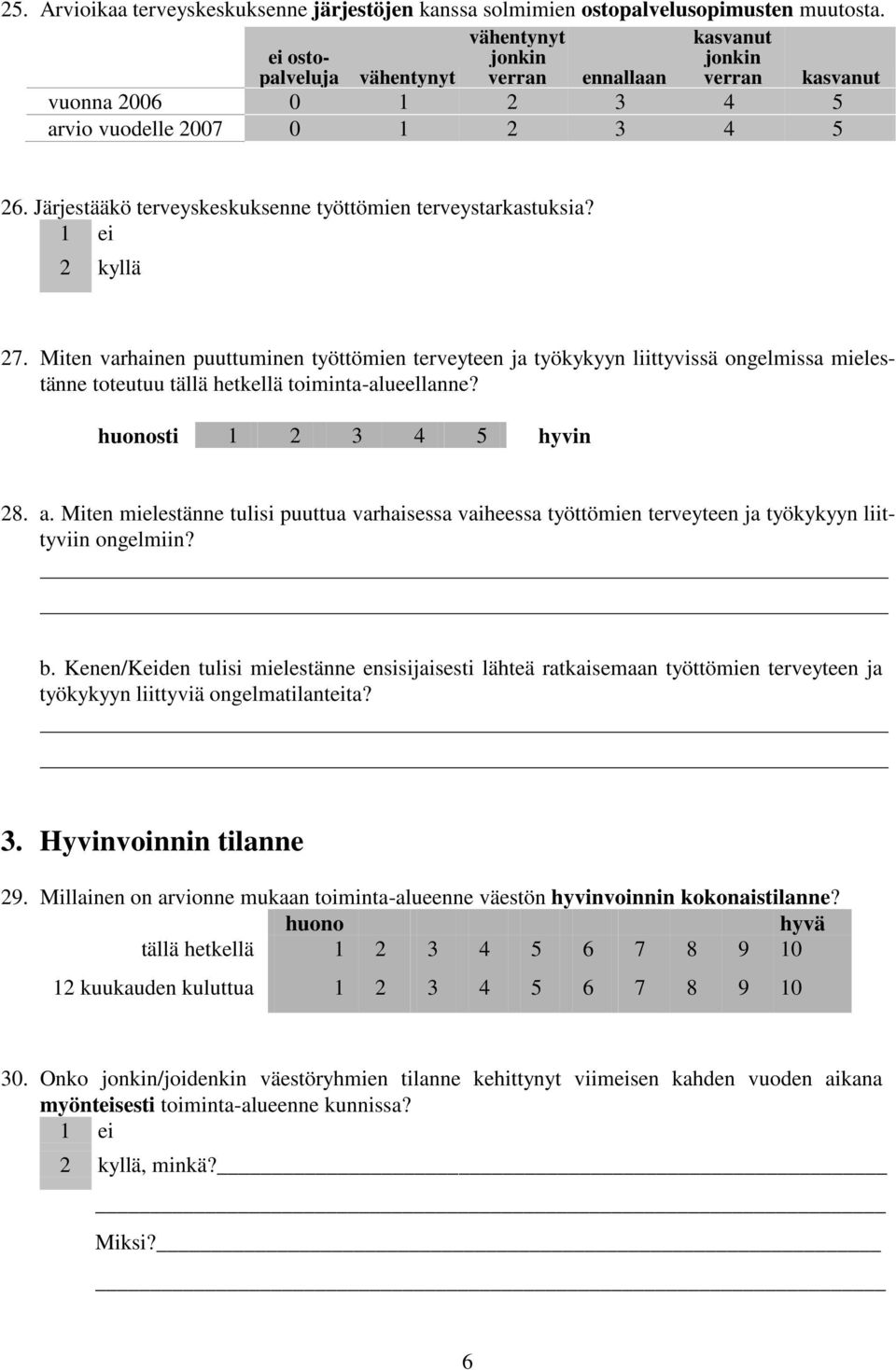 Järjestääkö terveyskeskuksenne työttömien terveystarkastuksia? 2 kyllä 27.