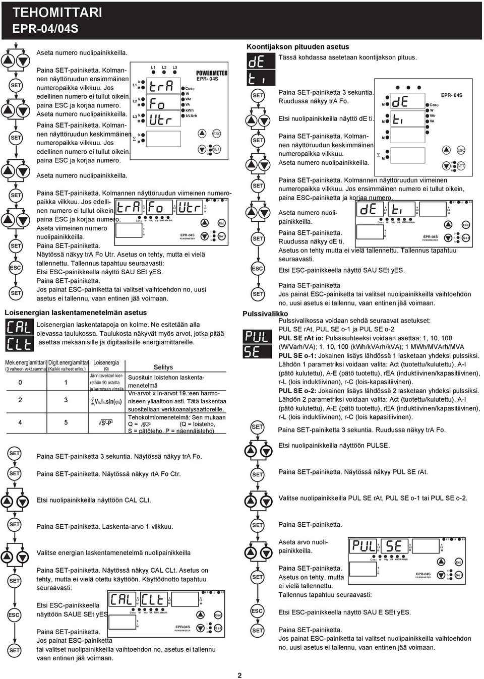 energiamittari Energymeter Reactive oisenergia Energy (3(Vectora vaiheen summation vet.summa) of 3-phase) (aii (Each phase vaiheet seperatey) eris.