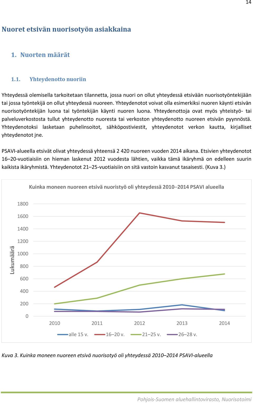 Yhteydenottoja ovat myös yhteistyö- tai palveluverkostosta tullut yhteydenotto nuoresta tai verkoston yhteydenotto nuoreen etsivän pyynnöstä.