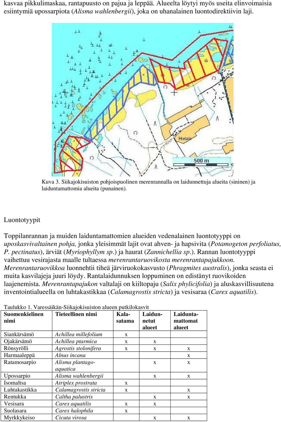 Luontotyypit Toppilanrannan ja muiden laiduntamattomien alueiden vedenalainen luontotyyppi on uposkasvivaltainen pohja, jonka yleisimmät lajit ovat ahven- ja hapsivita (Potamogeton perfoliatus, P.