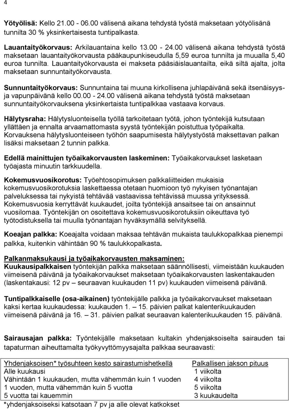 Lauantaityökorvausta ei makseta pääsiäislauantailta, eikä siltä ajalta, jolta maksetaan sunnuntaityökorvausta.