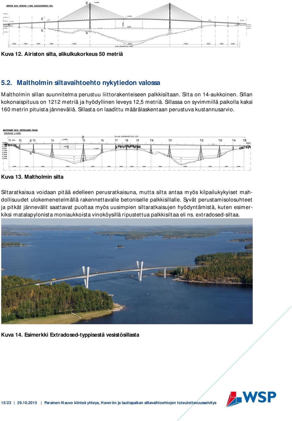 Sillasta on laadittu määrälaskentaan perustuva kustannusarvio. Kuva 13.