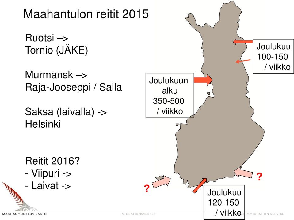 Joulukuun alku 350-500 / viikko Joulukuu 100-150 / viikko