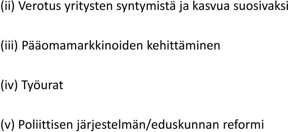 Pääomamarkkinoiden kehittäminen (iv)