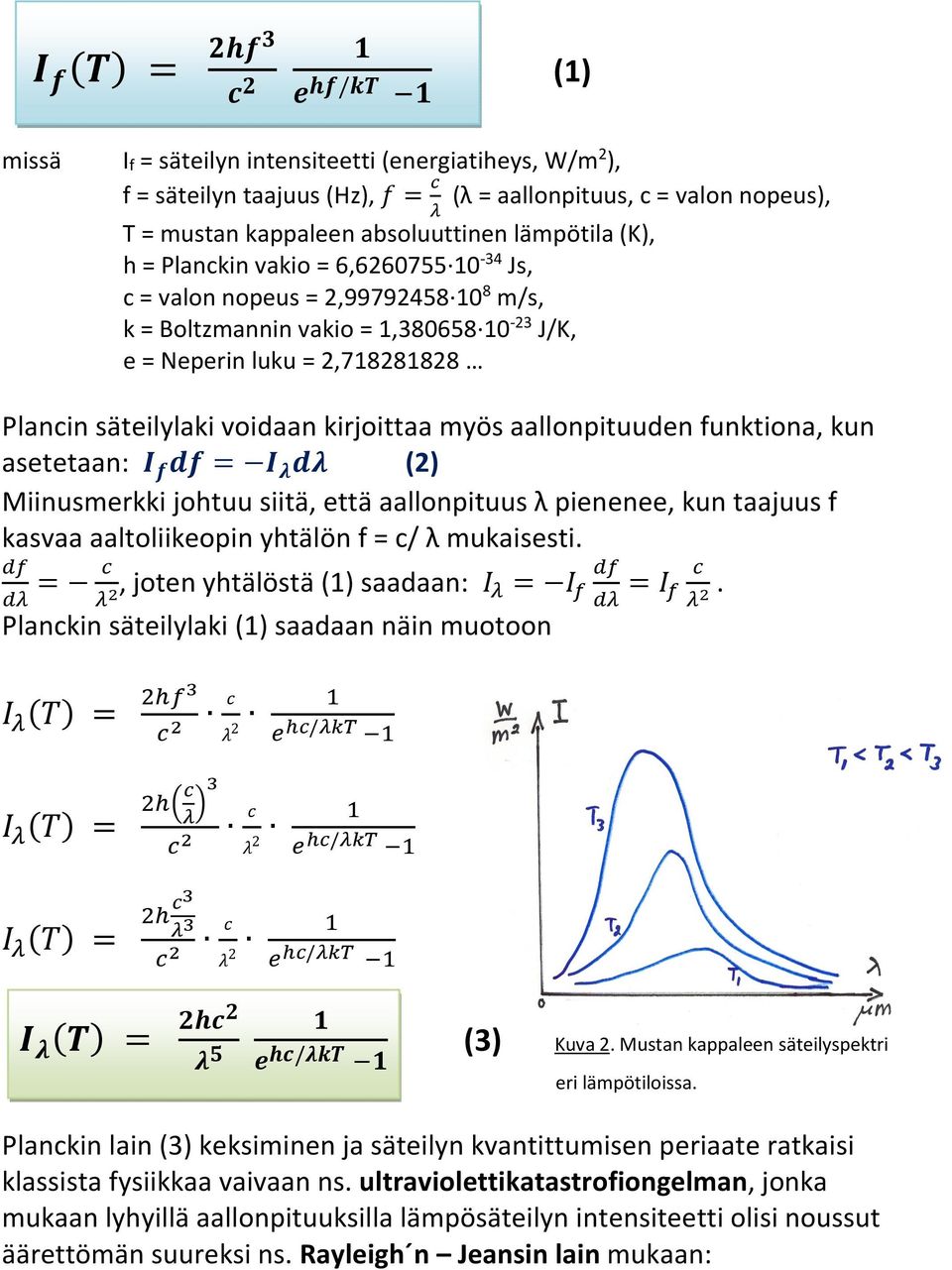 funktiona, kun asetetaan: (2) Miinusmerkki johtuu siitä, että aallonpituus λ pienenee, kun taajuus f kasvaa aaltoliikeopin yhtälön f = c/ λ mukaisesti.