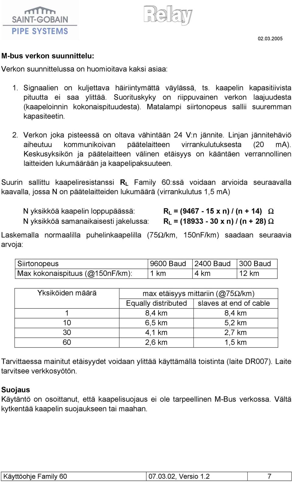 Linjan jännitehäviö aiheutuu kommunikoivan päätelaitteen virrankulutuksesta (20 ma).