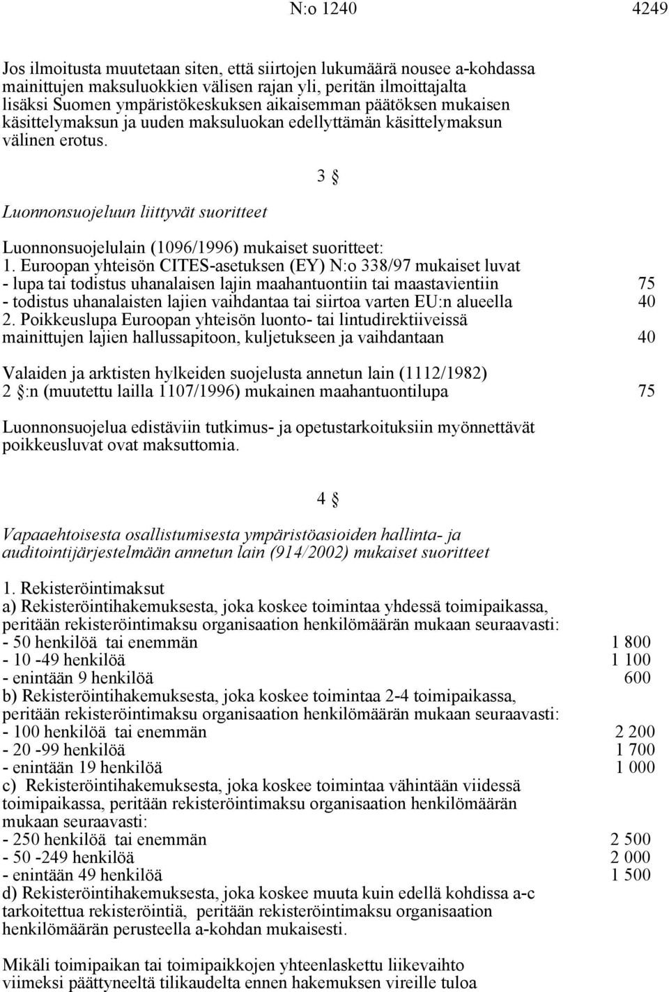 Euroopan yhteisön CITES-asetuksen (EY) N:o 338/97 mukaiset luvat - lupa tai todistus uhanalaisen lajin maahantuontiin tai maastavientiin 75 - todistus uhanalaisten lajien vaihdantaa tai siirtoa