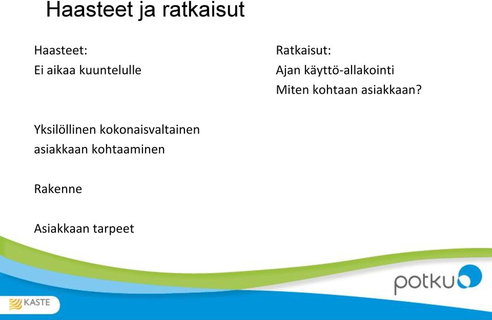 Miten kohtaan asiakkaan?