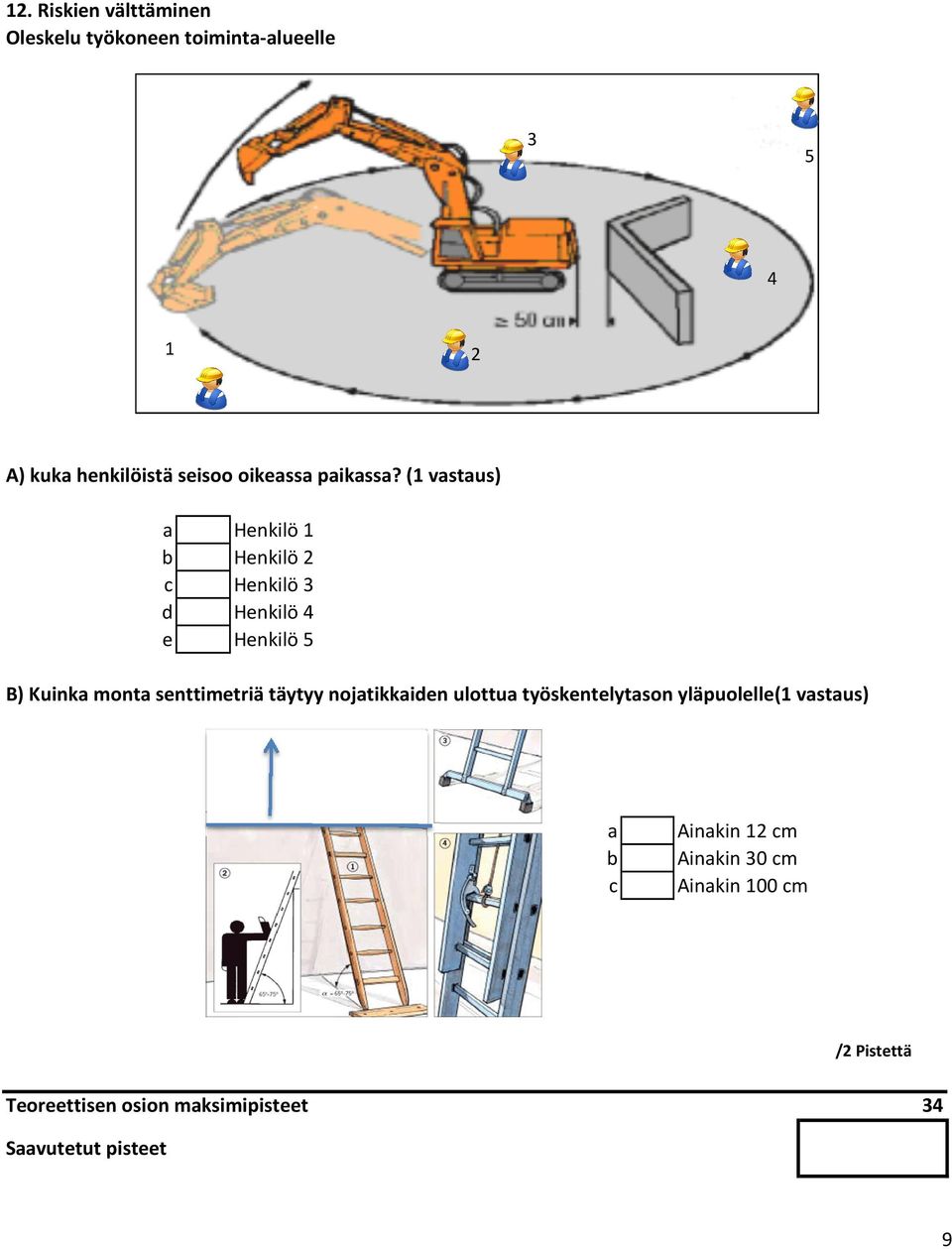 (1 vstus) Henkilö 1 Henkilö 2 c Henkilö 3 d Henkilö 4 e Henkilö 5 B) Kuink mont senttimetriä