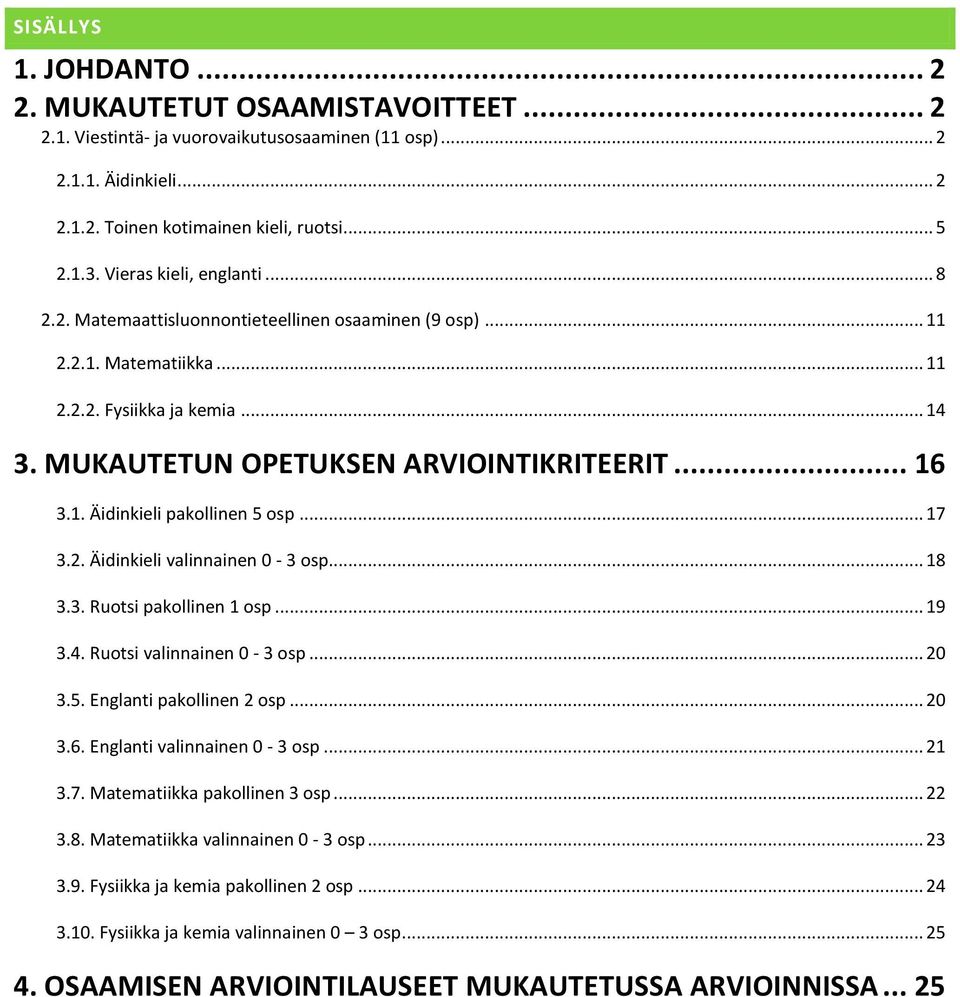 .. 17 3.2. Äidinkieli valinnainen 0-3 osp... 18 3.3. Ruotsi pakollinen 1 osp... 19 3.4. Ruotsi valinnainen 0-3 osp... 20 3.5. Englanti pakollinen 2 osp... 20 3.6. Englanti valinnainen 0-3 osp... 21 3.