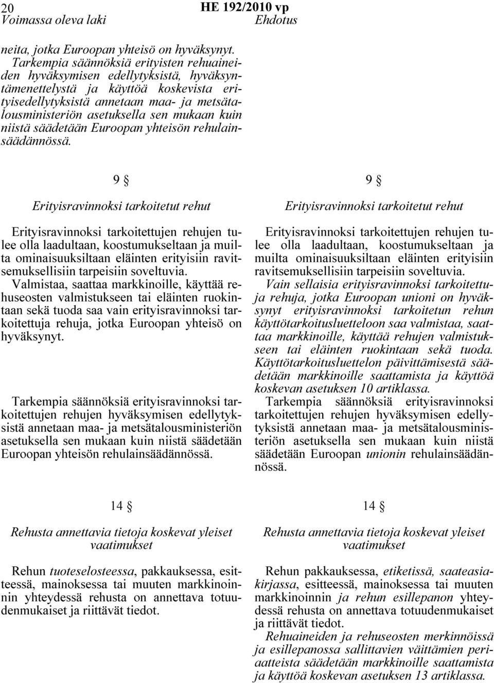 mukaan kuin niistä säädetään Euroopan yhteisön rehulainsäädännössä.