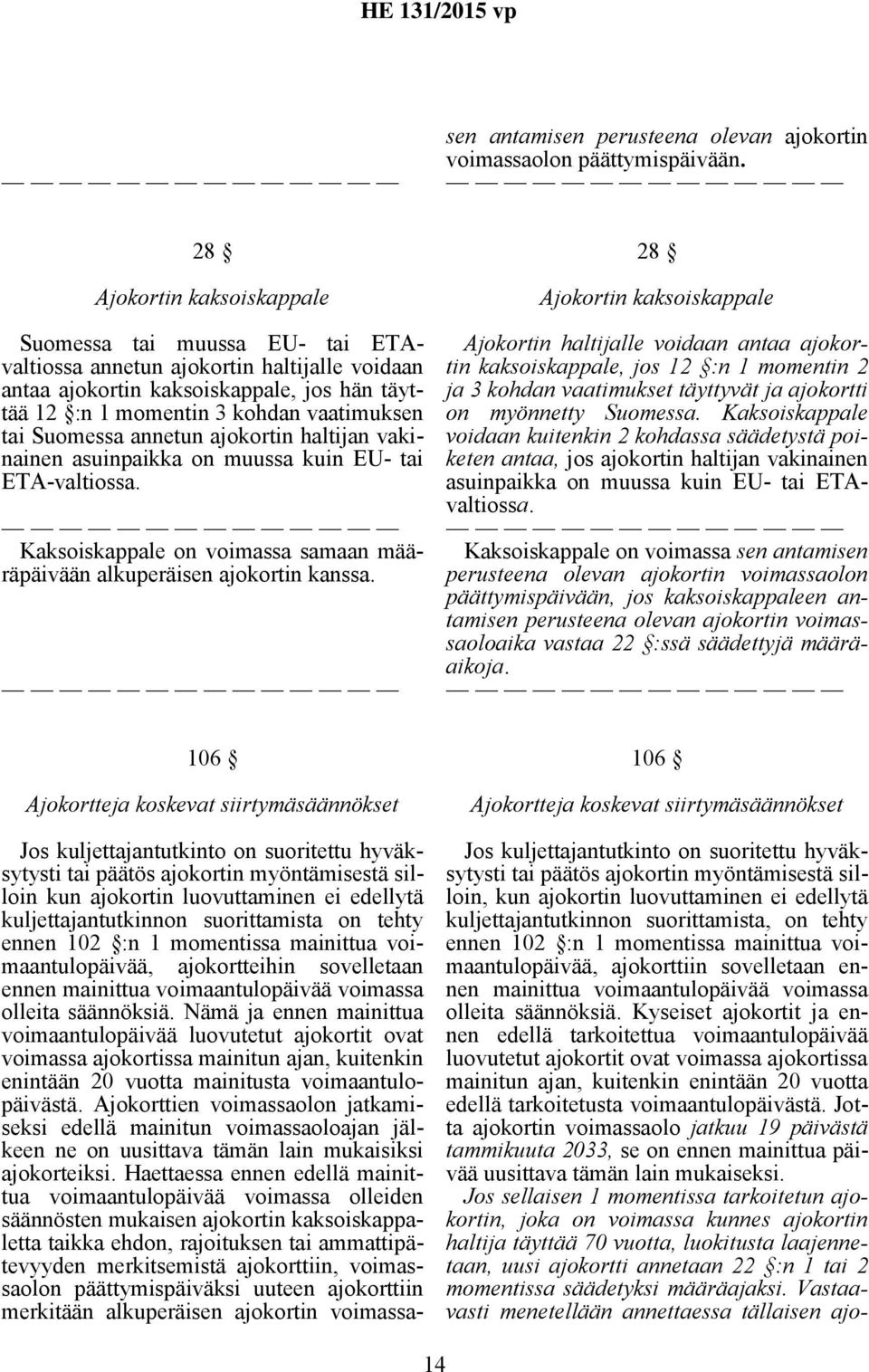 Suomessa annetun ajokortin haltijan vakinainen asuinpaikka on muussa kuin EU- tai ETA-valtiossa. Kaksoiskappale on voimassa samaan määräpäivään alkuperäisen ajokortin kanssa.