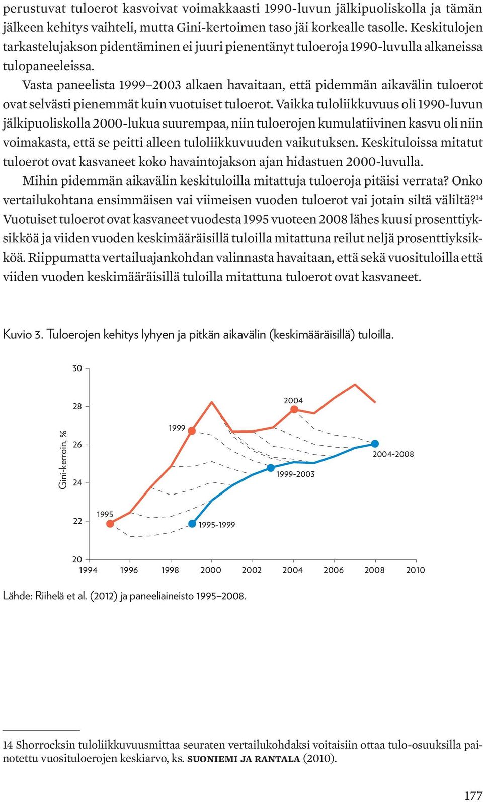 Vasta paneelista 1999 2003 alkaen havaitaan, että pidemmän aikavälin tuloerot ovat selvästi pienemmät kuin vuotuiset tuloerot.