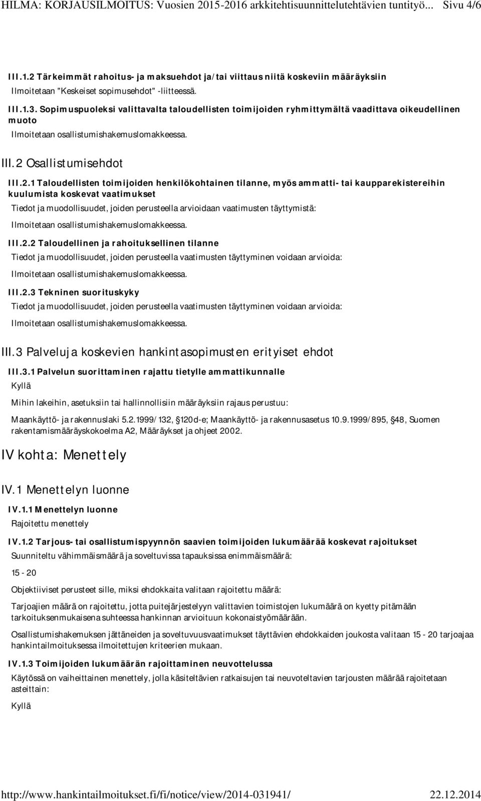 Osallistumisehdot III.2.