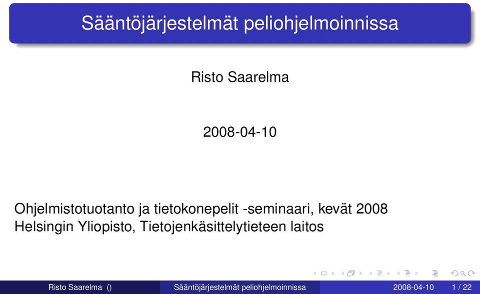 kevät 2008 Helsingin Yliopisto, Tietojenkäsittelytieteen