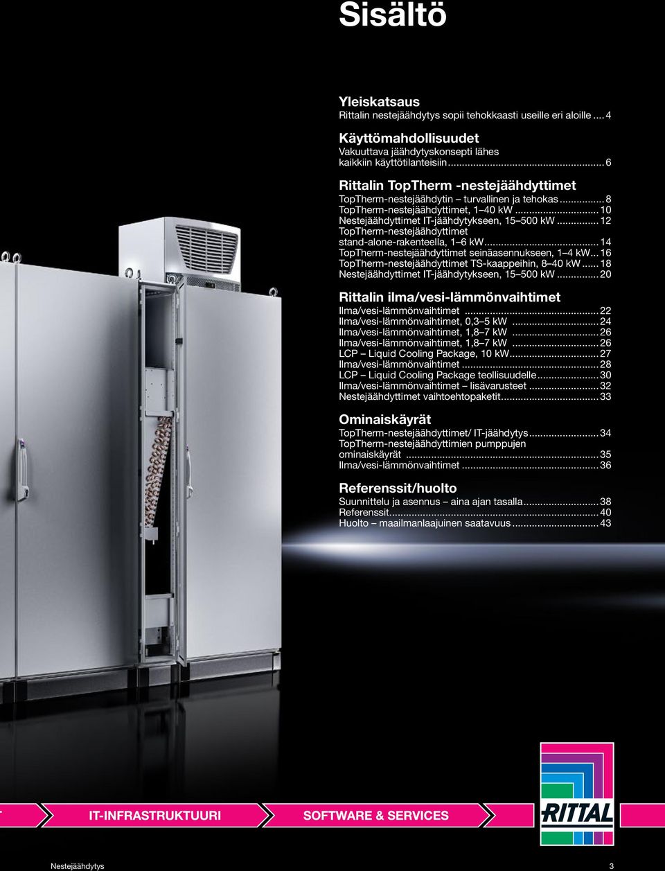 ..12 TopTherm-nestejäähdyttimet stand-alone-rakenteella, 1 6 kw...14 TopTherm-nestejäähdyttimet seinäasennukseen, 1 4 kw... 16 TopTherm-nestejäähdyttimet TS-kaappeihin, 8 4 kw.