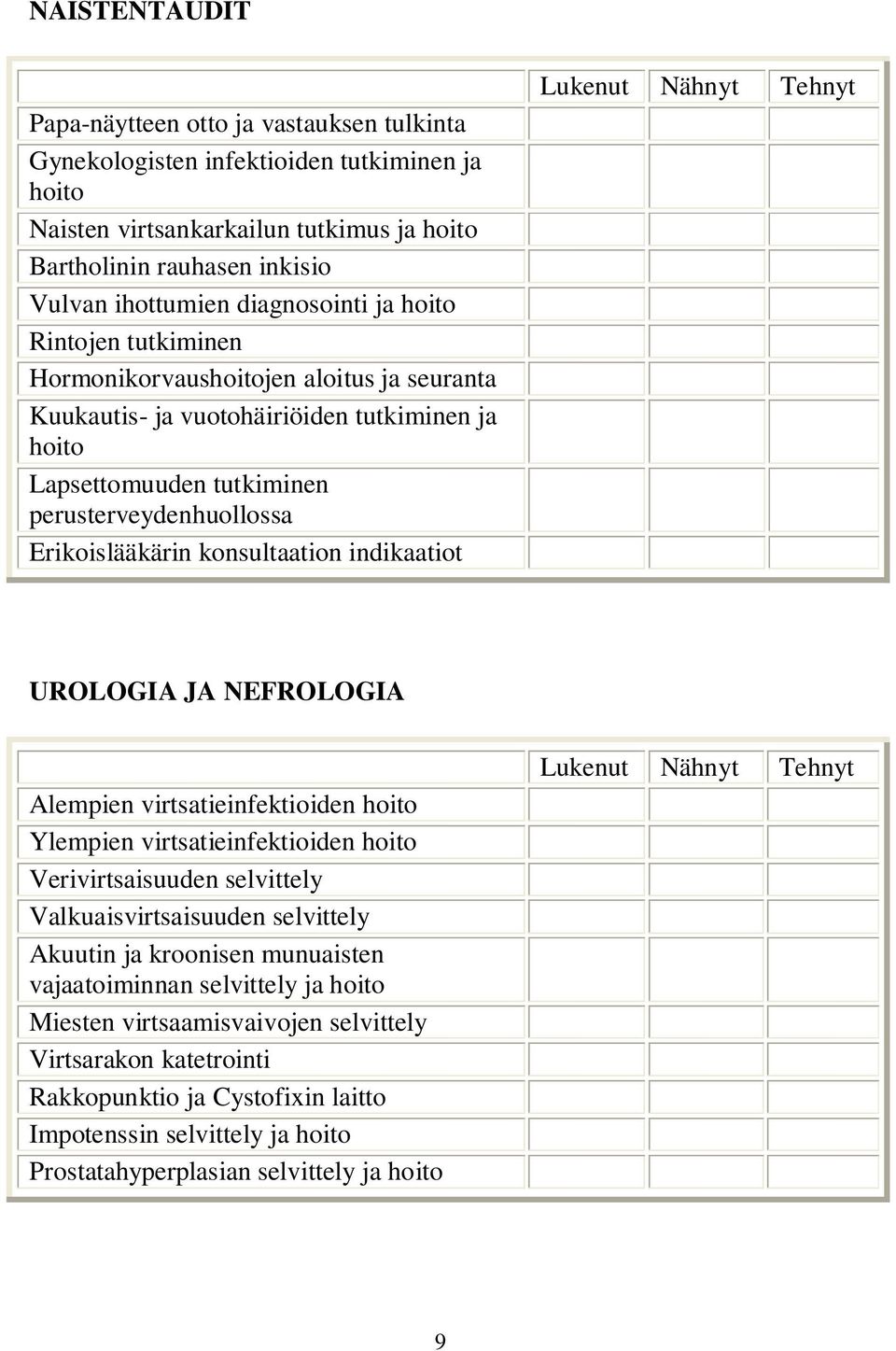 konsultaation indikaatiot UROLOGIA JA NEFROLOGIA Alempien virtsatieinfektioiden Ylempien virtsatieinfektioiden Verivirtsaisuuden selvittely Valkuaisvirtsaisuuden selvittely Akuutin ja