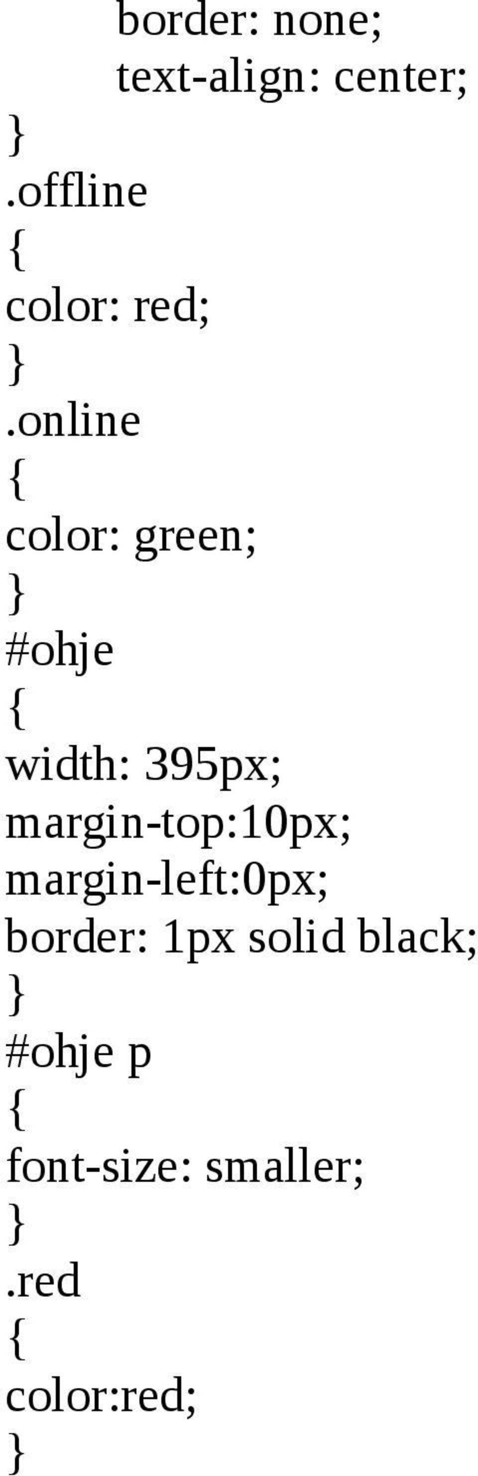 online color: green; #ohje width: 395px;