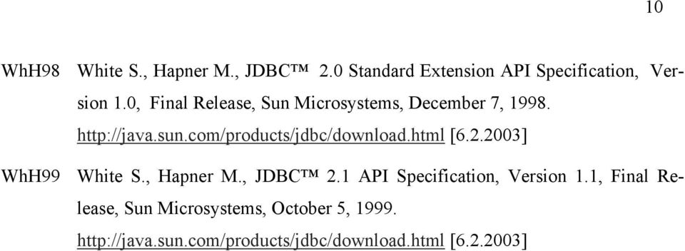 com/products/jdbc/download.html [6.2.2003] WhH99 White S., Hapner M., JDBC 2.