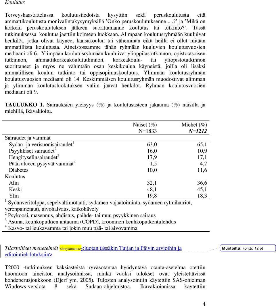 Alimpaan koulutusryhmään kuuluivat henkilöt, jotka olivat käyneet kansakoulun tai vähemmän eikä heillä ei ollut mitään ammatillista koulutusta.