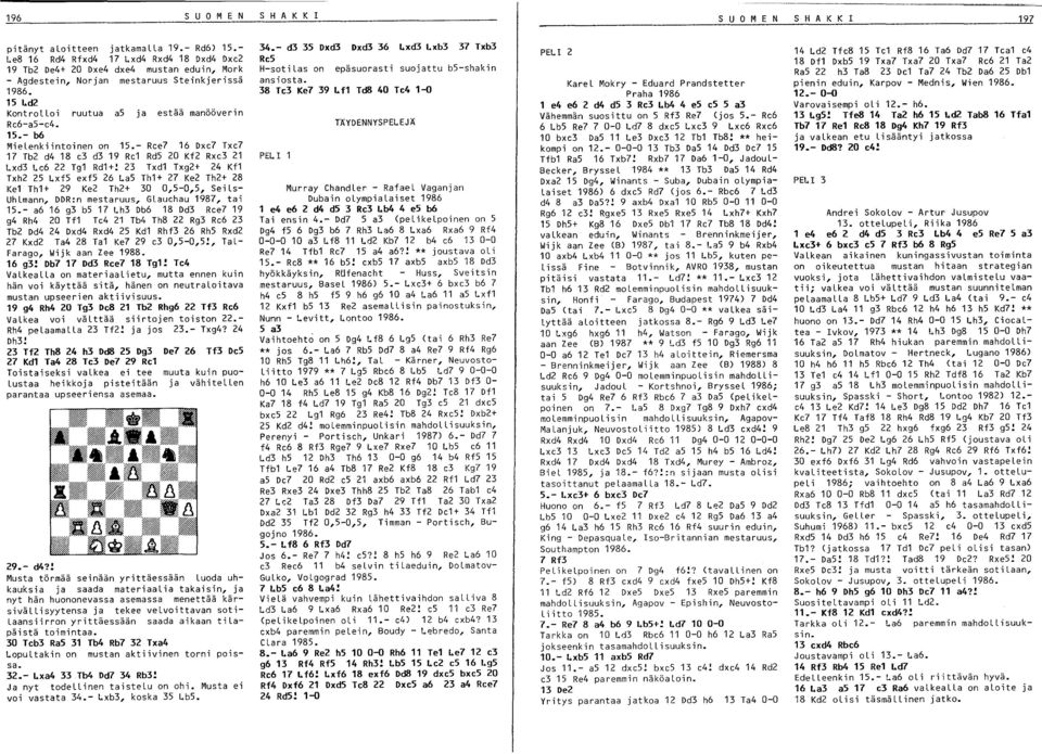 - Ree7 16 Dxe7 Txe7 17 Tb d4 18 c3 d3 19 Re1 Rd5 0 Kf Rxc3 1 Lxd3 L c6 Tg1 Rd1 +!