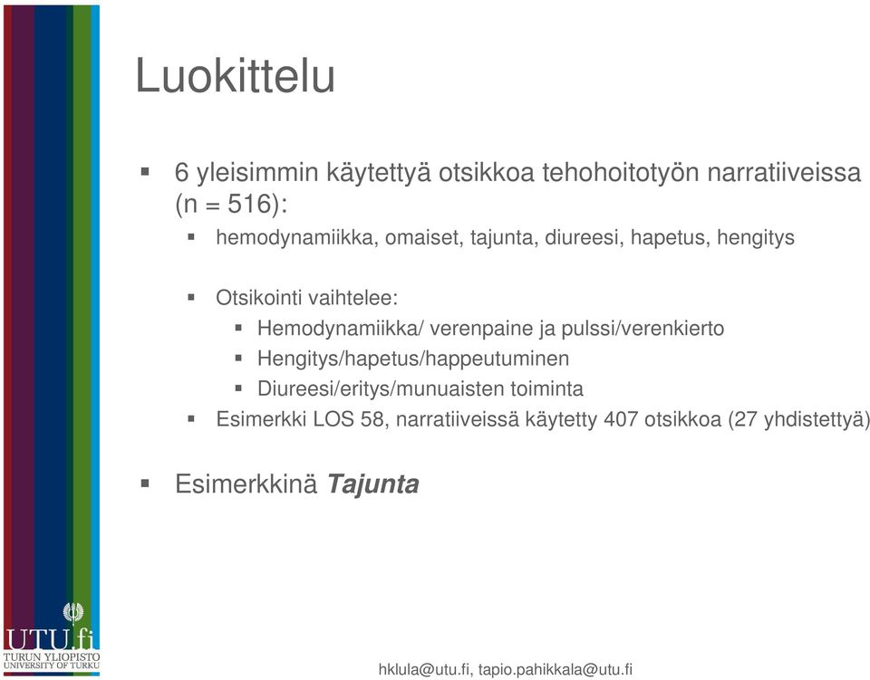 Hemodynamiikka/ verenpaine ja pulssi/verenkierto Hengitys/hapetus/happeutuminen