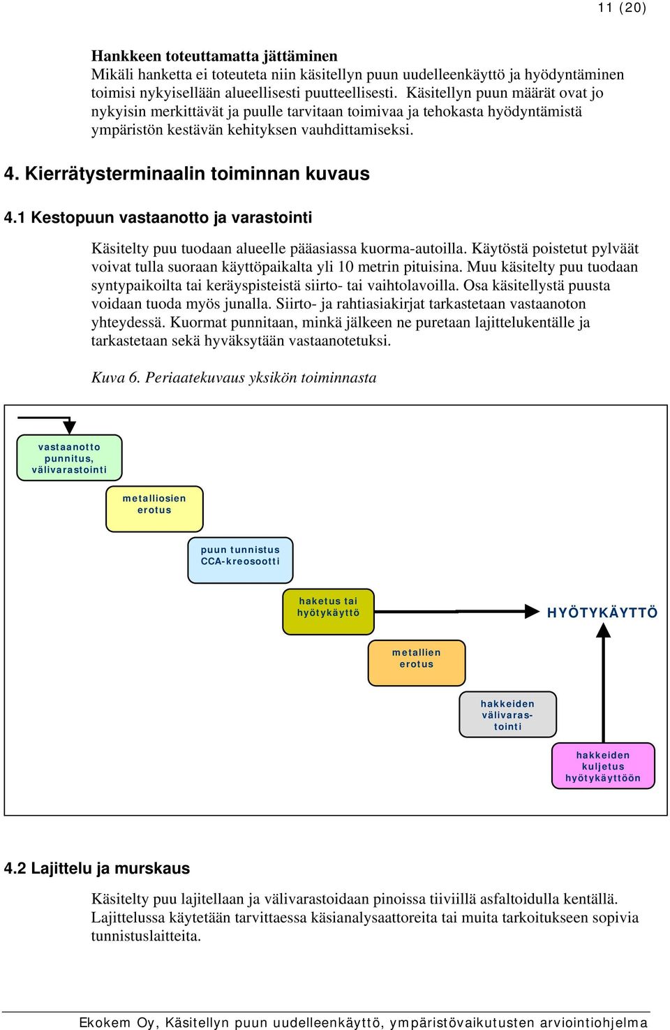 1 Kestopuun vastaanotto ja varastointi Käsitelty puu tuodaan alueelle pääasiassa kuorma-autoilla. Käytöstä poistetut pylväät voivat tulla suoraan käyttöpaikalta yli 10 metrin pituisina.
