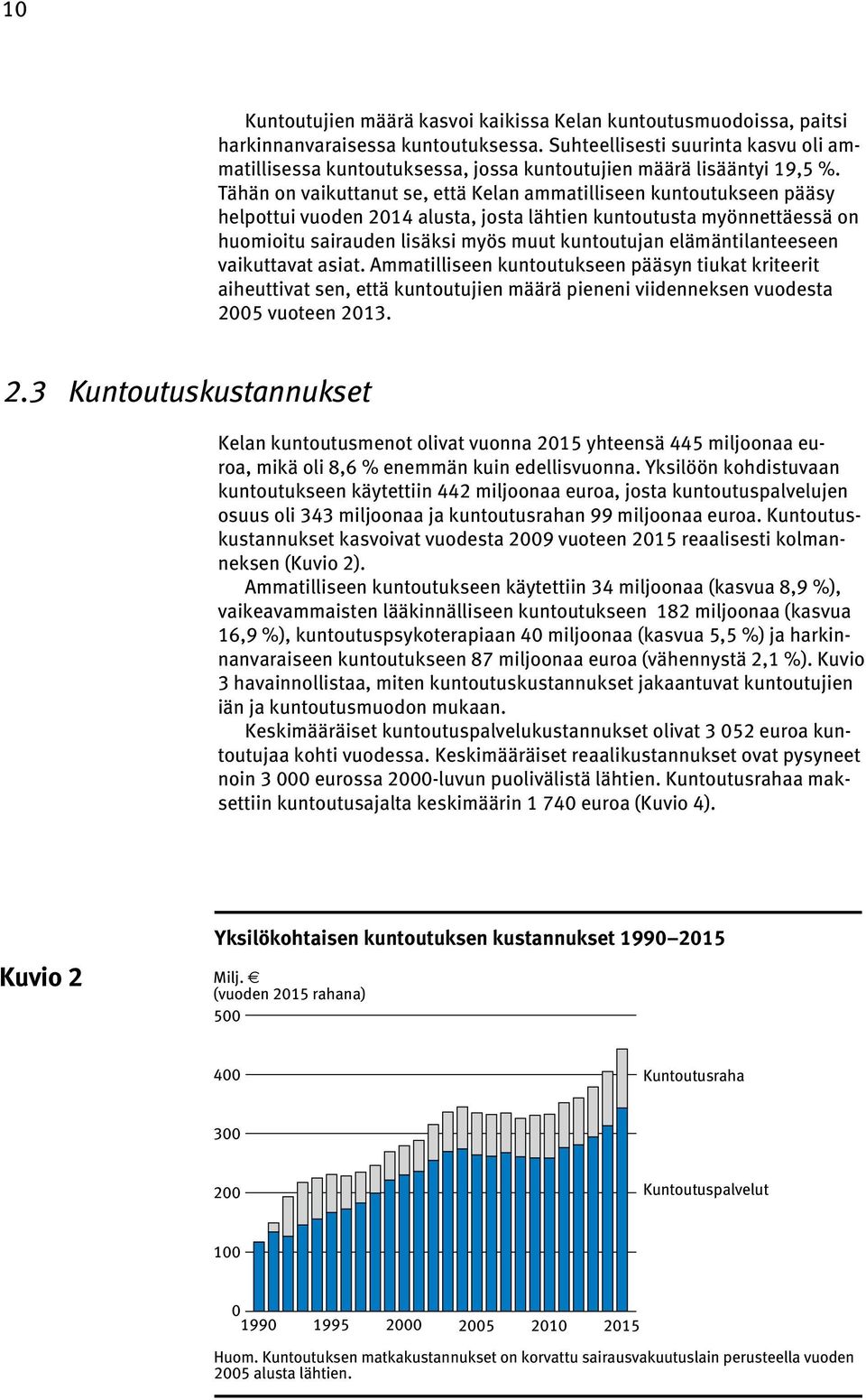 Tähän on vaikuttanut se, että Kelan ammatilliseen kuntoutukseen pääsy helpottui vuoden 2014 alusta, josta lähtien kuntoutusta myönnettäessä on huomioitu sairauden lisäksi myös muut kuntoutujan