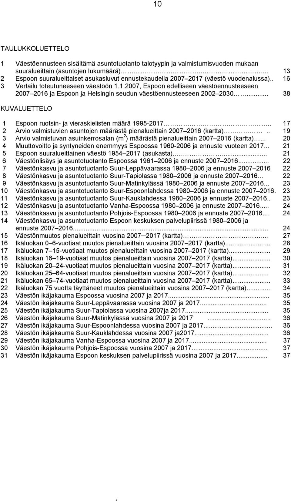 .. 38 KUVALUETTELO 1 Espoon ruotsin- ja vieraskielisten määrä 1995-2017.. 17 2 Arvio valmistuvien asuntojen määrästä pienalueittain 2007 2016 (kartta).