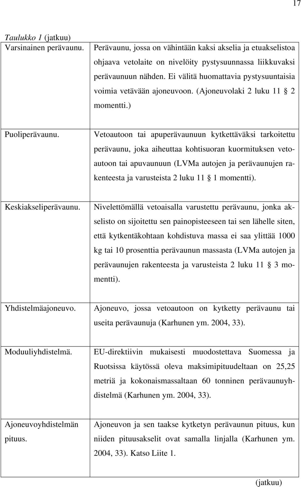 Vetoautoon tai apuperävaunuun kytkettäväksi tarkoitettu perävaunu, joka aiheuttaa kohtisuoran kuormituksen vetoautoon tai apuvaunuun (LVMa autojen ja perävaunujen rakenteesta ja varusteista 2 luku 11