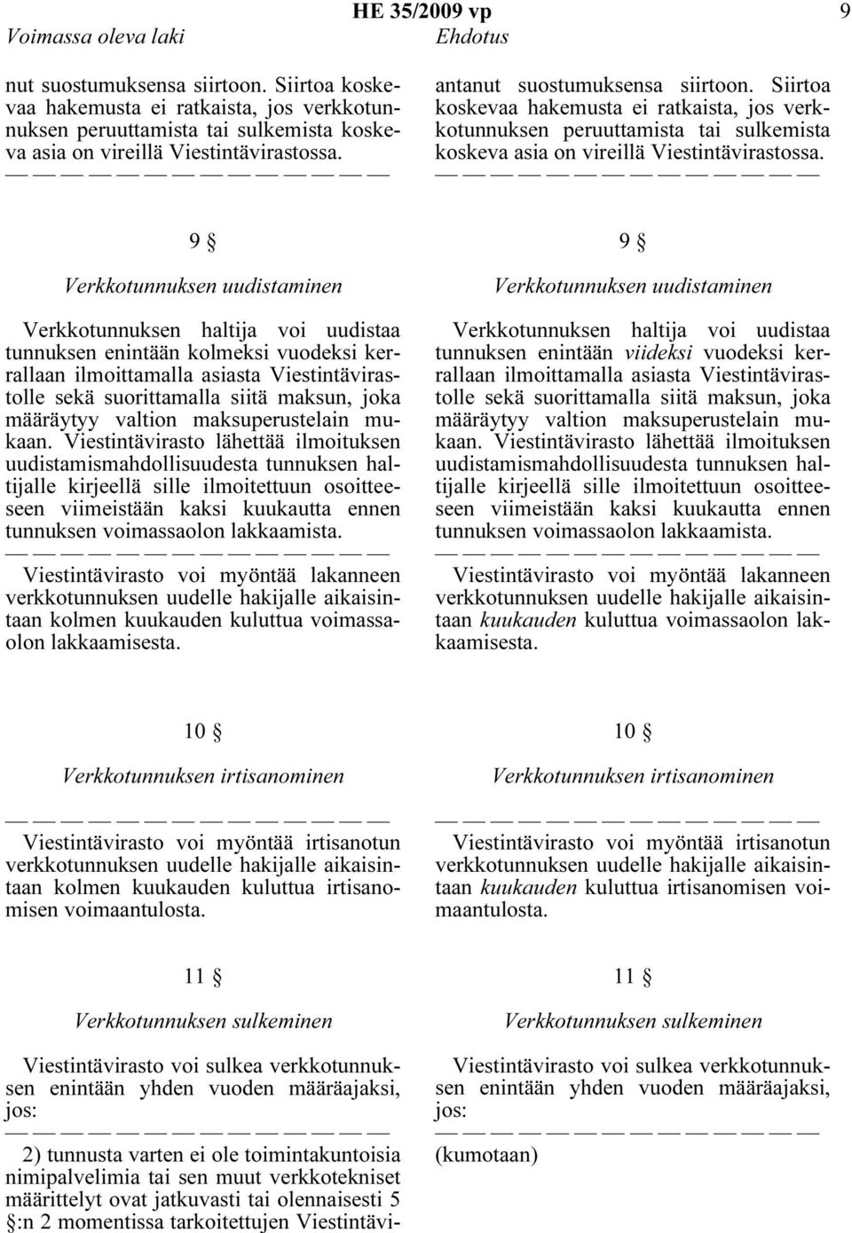 9 Verkkotunnuksen uudistaminen Verkkotunnuksen haltija voi uudistaa tunnuksen enintään kolmeksi vuodeksi kerrallaan ilmoittamalla asiasta Viestintävirastolle sekä suorittamalla siitä maksun, joka